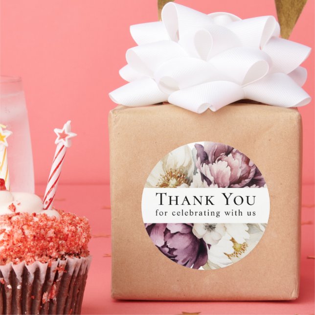 Sticker Rond Abondance Florale Rustique Merci (Fête)