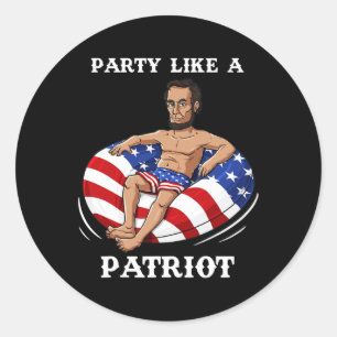 Sticker Rond Abraham Lincoln 4 juillet USA Patriot Fun