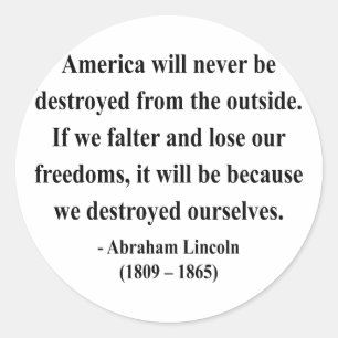 Sticker Rond Abraham Lincoln Citation 1a
