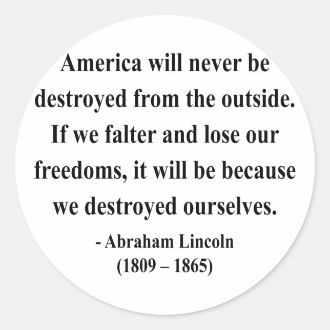 Sticker Rond Abraham Lincoln Citation 1a (Devant)