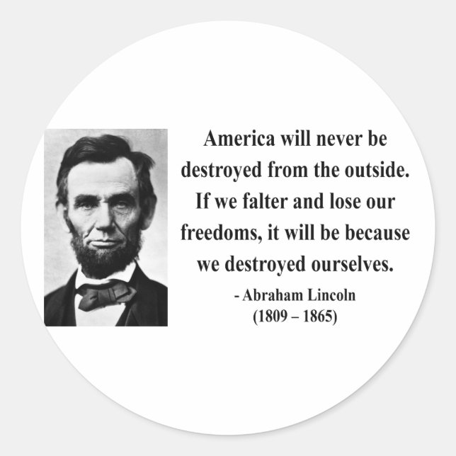 Sticker Rond Abraham Lincoln Citation 1b (Devant)