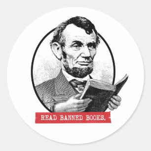 Sticker Rond Abraham Lincoln Lit Les Livres Interdits