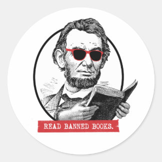 Sticker Rond Abraham Lincoln Lit Les Livres Interdits