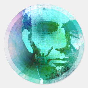 Sticker Rond Abraham Lincoln Pop Art