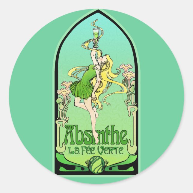 Sticker Rond Absinthe Art Nouveau (Devant)