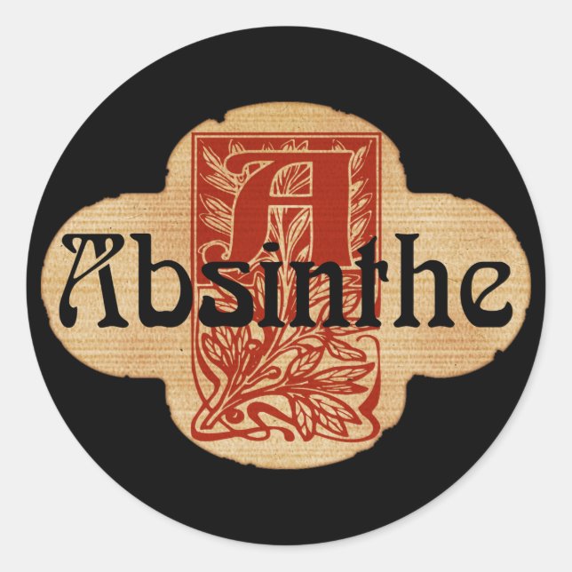 Sticker Rond Absinthe Bouteille Imaginaire Lable (Devant)