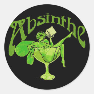 Sticker Rond Absinthe Girl in Glass