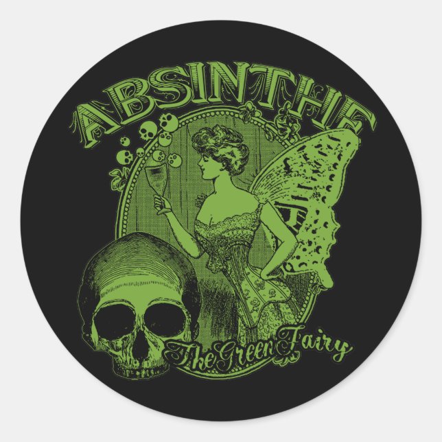 Sticker Rond Absinthe Green Fairy Lady (Devant)