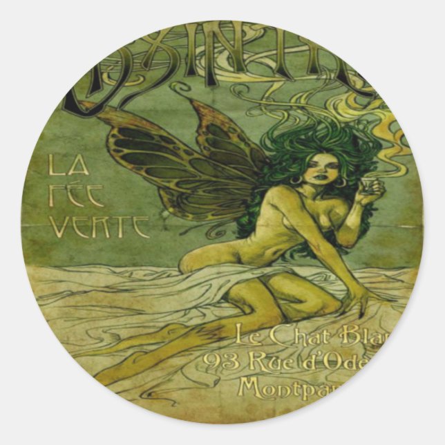 Sticker Rond Absinthe Vintage Green Fairy (Devant)