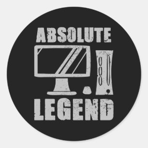 Sticker Rond Absolument Legend Funny Video Game Player Citation