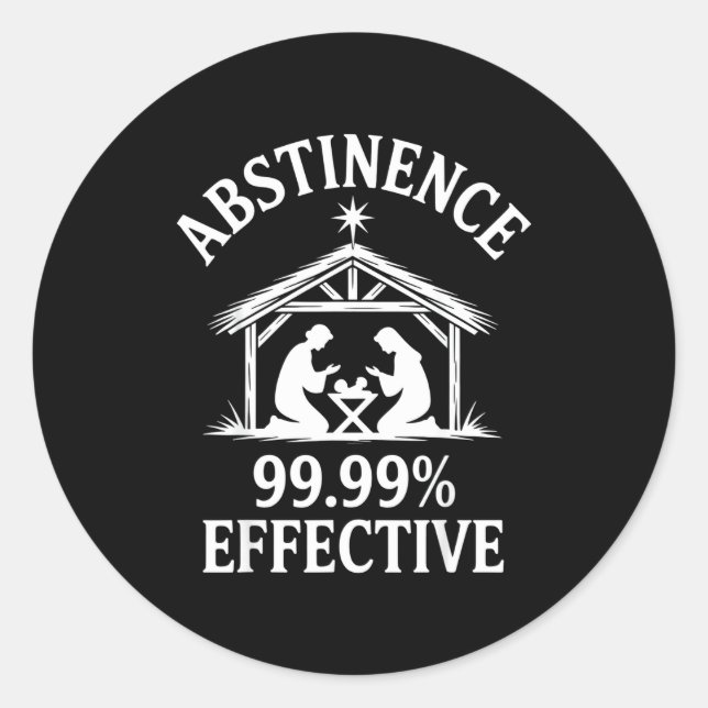 Sticker Rond Abstinence 99.99% Effective Fun Holiday Humor  (Devant)