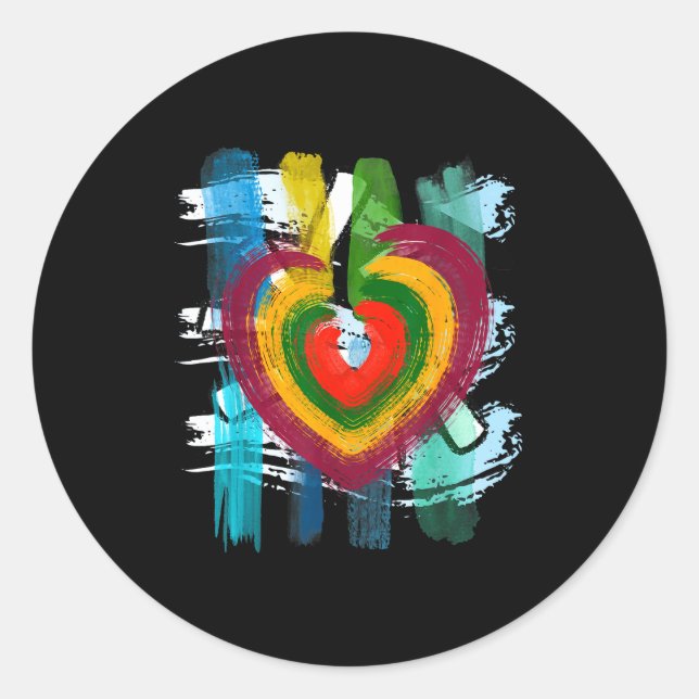 Sticker Rond Abstract Heart _ Painterly Valentine Abstract Art  (Devant)