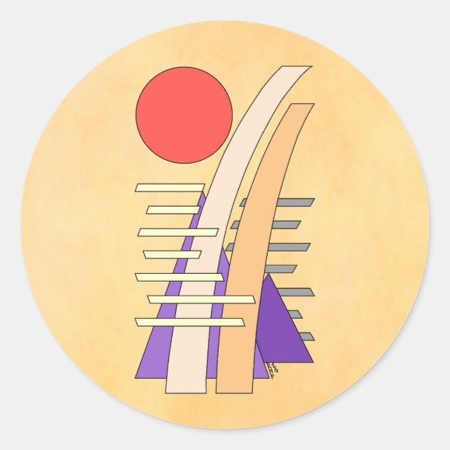 Sticker Rond Abstract Sun, Shadows, Reflections, and Structures (Devant)
