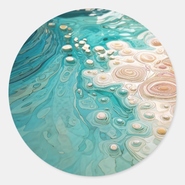 Sticker Rond Abstract Topographic Ocean Art (Devant)