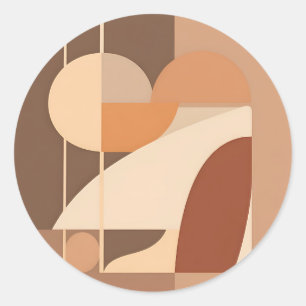 Sticker Rond Abstrait Boho Géométrique Terracotta Moderne 