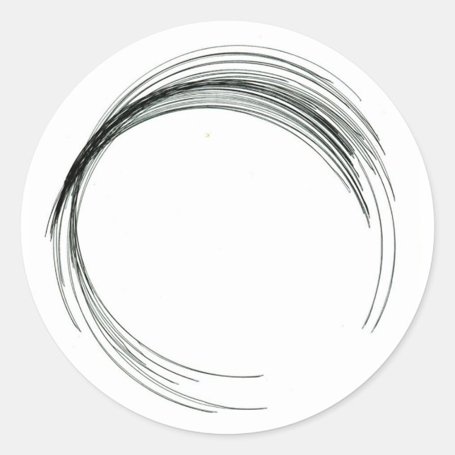 Sticker Rond abstrait cercle ronde géométrique noir blanc manme (Devant)