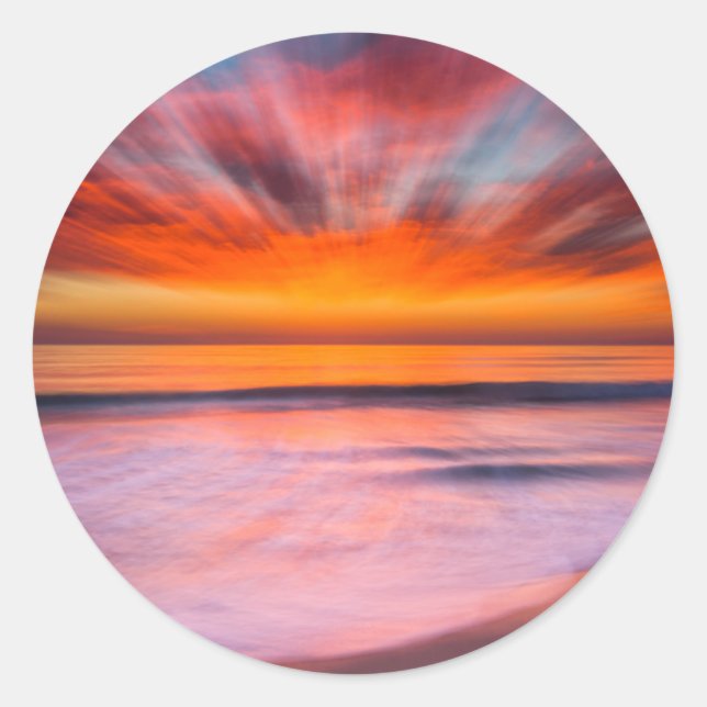 Sticker Rond Abstrait de coucher de soleil de la plage de Tamar (Devant)