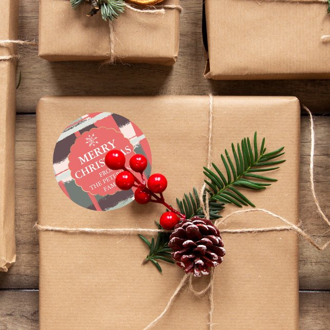 Sticker Rond Abstrait editable brushstrokies or rouge Noël (Créateur téléchargé)