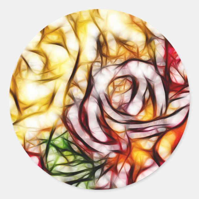 Sticker Rond Abstrait Jaune Rose Lumière Artistique Floral Glow (Devant)