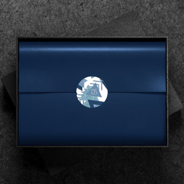 Sticker Rond Abstrait Luxueux des Années 80 | Monogramme Turquo (Créateur téléchargé)