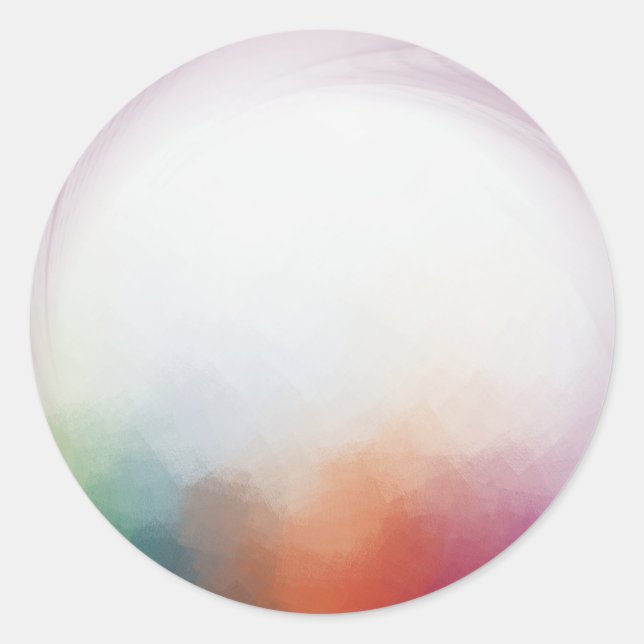 Sticker Rond Abstrait moderne coloré blanc Modèle personnalisé (Devant)