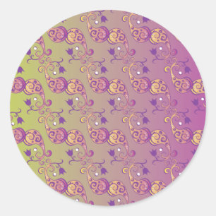 Sticker Rond Abstrait Pastel vert et rose pâtissier floral