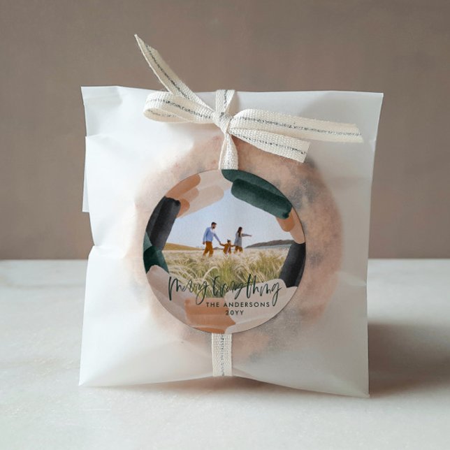 Sticker Rond Abstrait vert plein saignement 1 photo Noël (Créateur téléchargé)