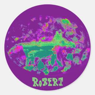 Sticker Rond Abstrait Wildlife Art Fox Nom personnalisé