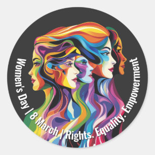 Sticker Rond Abstraite couleur face à la Journée des Femmes   I
