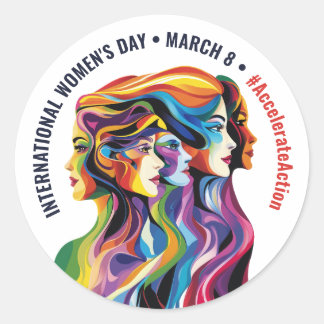Sticker Rond Abstraite couleur face à la Journée des Femmes | I