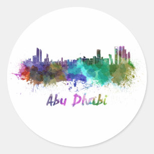 Sticker Rond Abu Dhabi skyline in watercolor