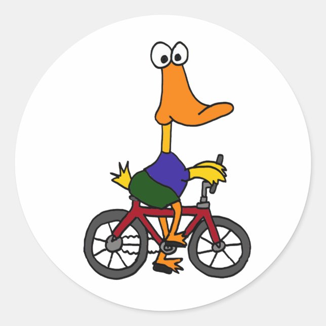 Sticker Rond AC - Duck Riding Bicycle Cartoon (Devant)
