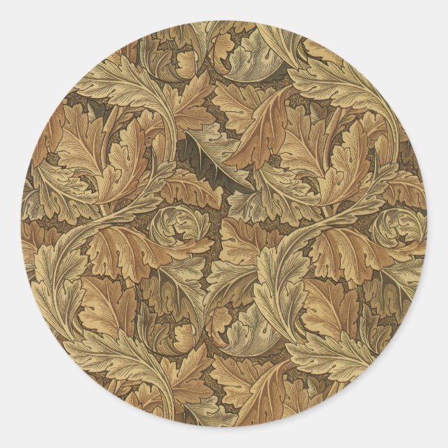 Sticker Rond Acanthus Feuilles de William Morris, Antique Texti (Devant)