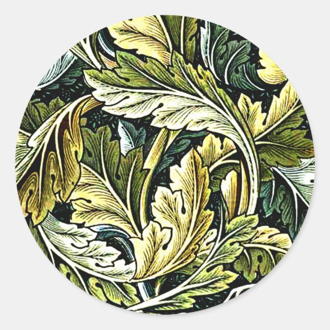 Sticker Rond Acanthus, un motif de William Morris, (Devant)