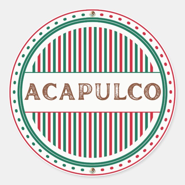 Sticker Rond Acapulco City Pride Emblem – Mexican Identity (Devant)