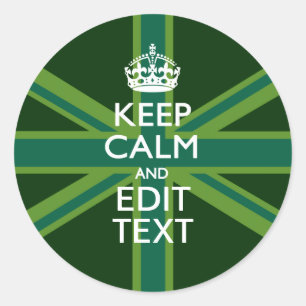 Sticker Rond Accent Vert Gardez Le Calme Et Votre Texte Union J