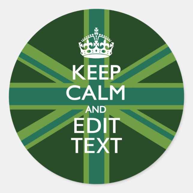 Sticker Rond Accent Vert Gardez Le Calme Et Votre Texte Union J (Devant)