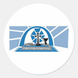 Sticker Rond Accentuation de la page de communion bleue