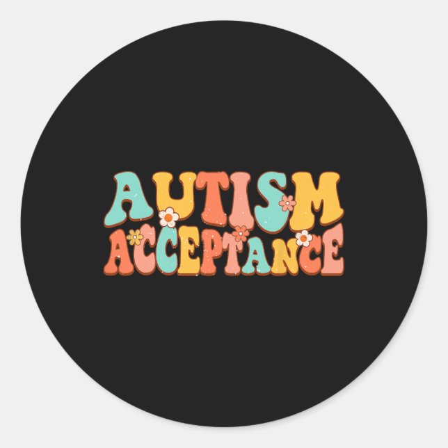 Sticker Rond Acceptation de la sensibilisation à l'autisme Groo (Devant)