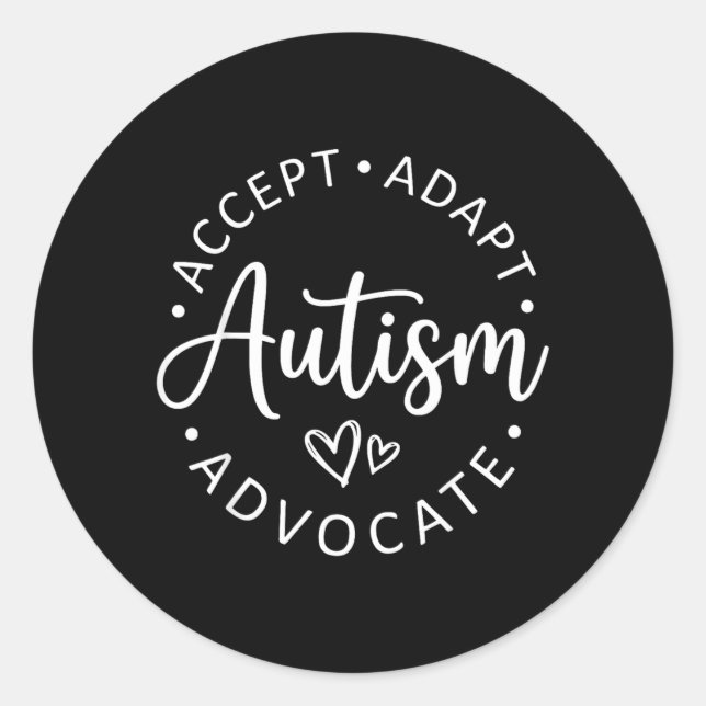 Sticker Rond Acceptation de l'autisme Adapter Défendre Soutenir (Devant)