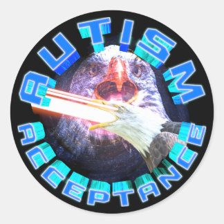 Sticker Rond Acceptation de l'autisme Laser Espace Aigle Maximi