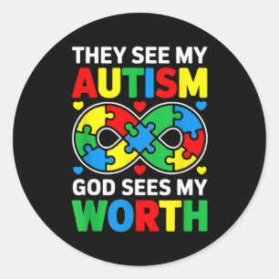Sticker Rond Acceptation de l'autisme pour les hommes les femme