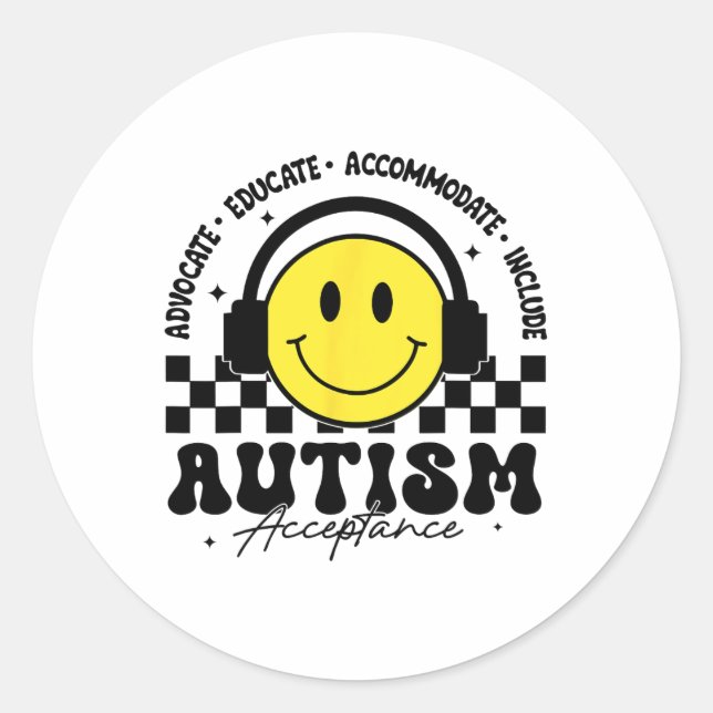 Sticker Rond Acceptation des sensibilisations sur l'autisme Ens (Devant)