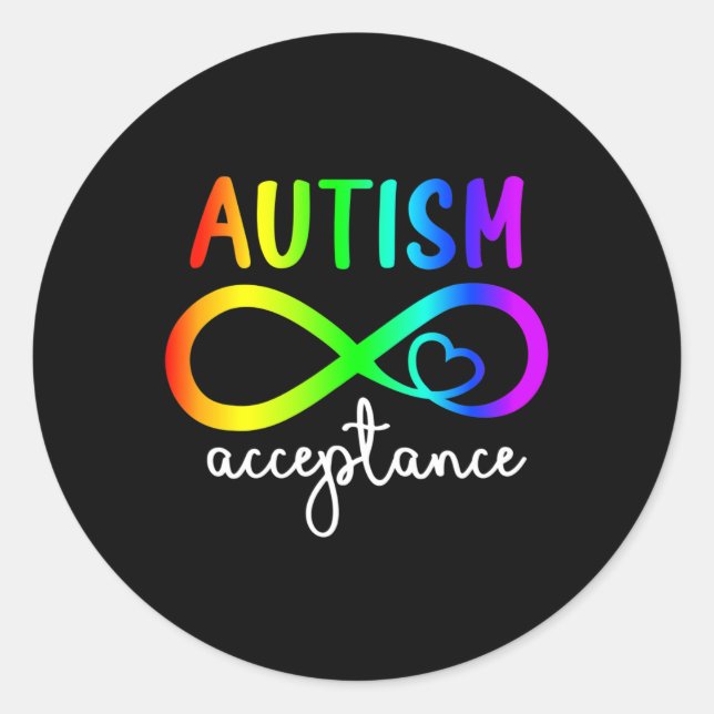 Sticker Rond Acceptation Infinité Sensibilisation sur l'autisme (Devant)