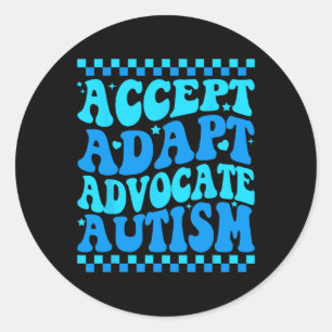 Sticker Rond Accepter Adapt Advocate Sensibilisation sur l'auti