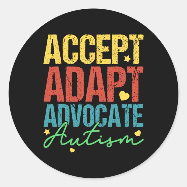 Sticker Rond Accepter Adapt Advocate Sensibilisation sur l'auti (Devant)