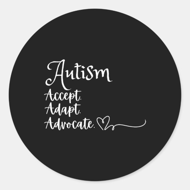 Sticker Rond Accepter Adapter Défendre le soutien de l'autisme  (Devant)