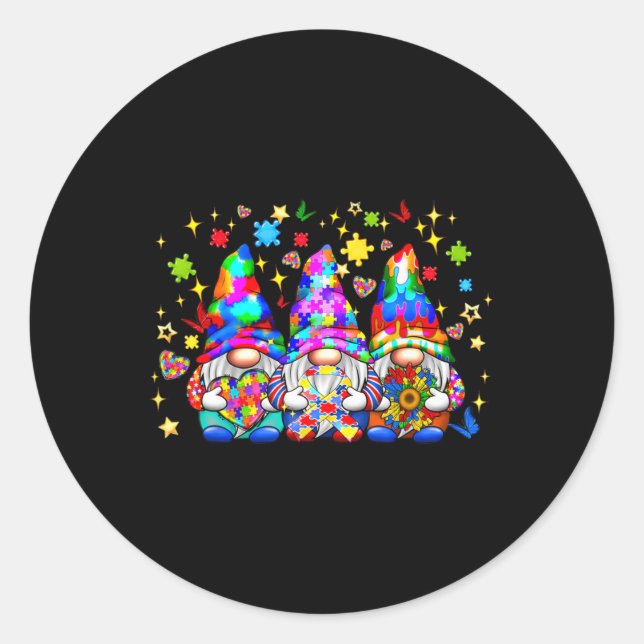 Sticker Rond Accepter Comprendre Amour Gnome Sensibilisation su (Devant)