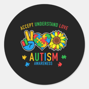 Sticker Rond Accepter Comprendre Amour Sensibilisation à l'auti