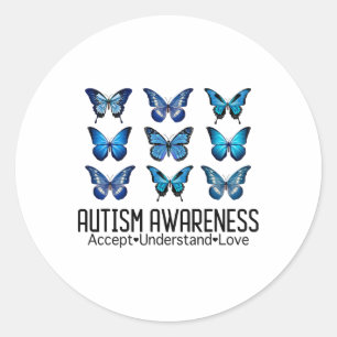 Sticker Rond Accepter Comprendre la Sensibilisation sur l'autis